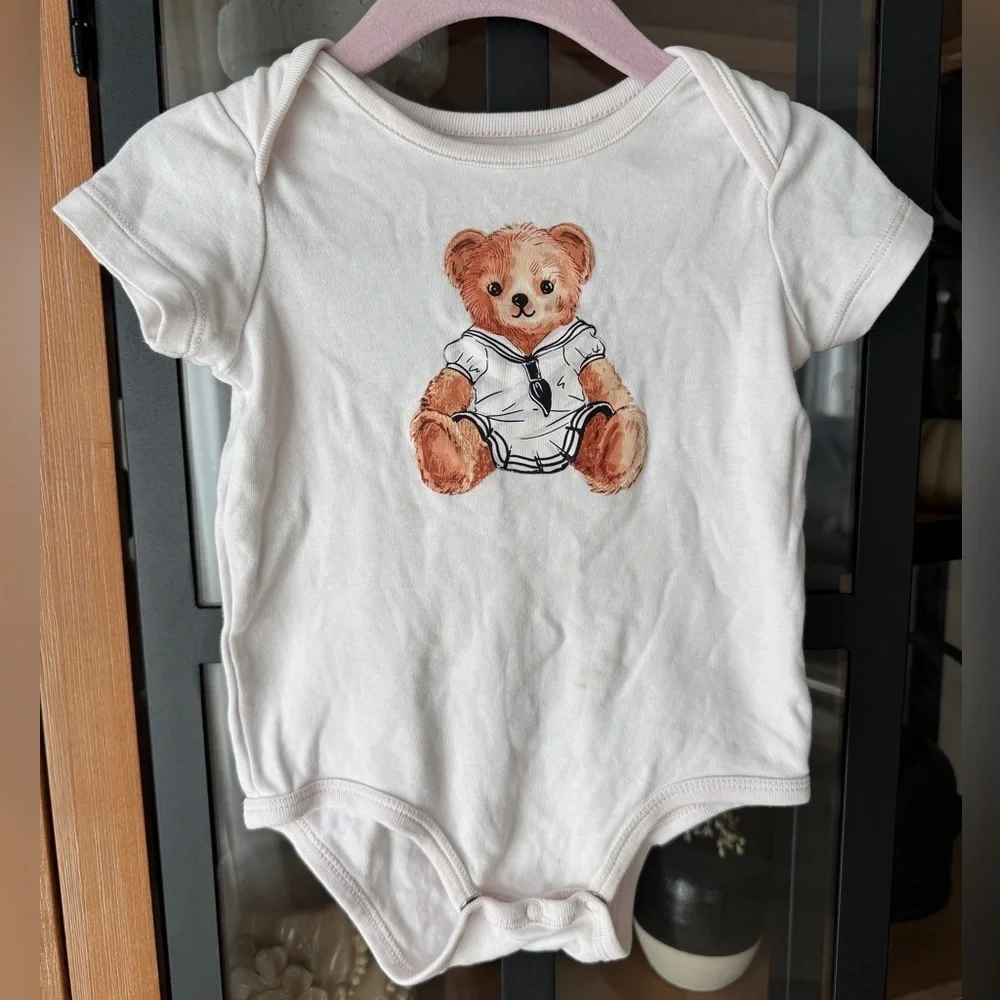 Ralph Lauren Teddy bear onesie baby girl short sleeve bodysuit sailor outfit